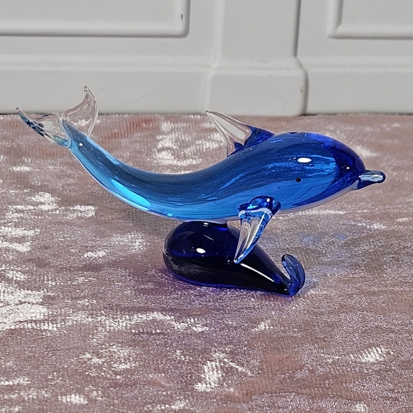 Cobalt Blue Glass Dolphin - Picture 1 of 6